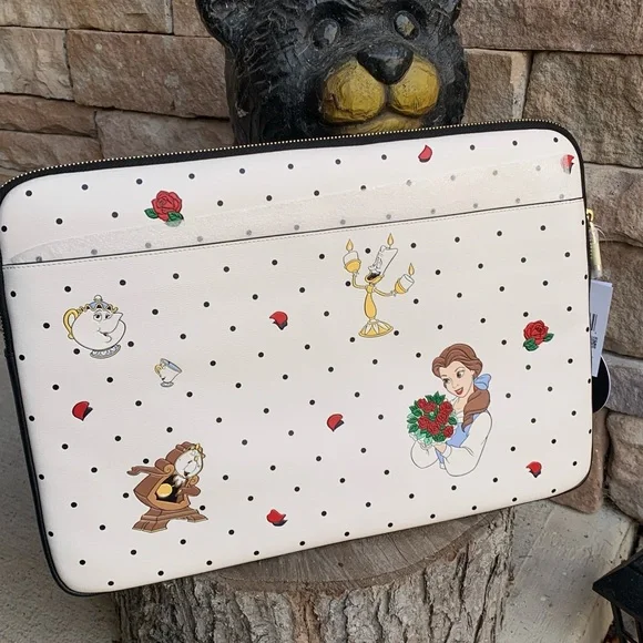 Authentic KATE SPADE Saffiano leather beauty & the beast laptop zip case - Picture 2 of 10